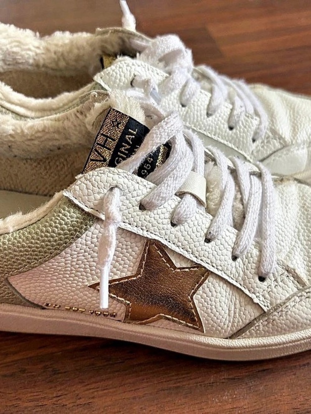 VH Vintage Havana (Golden Goose inspired) Super-Star Sneakers in White & Gold